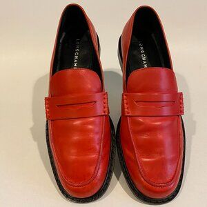 Longchamp Red Leather Loafers